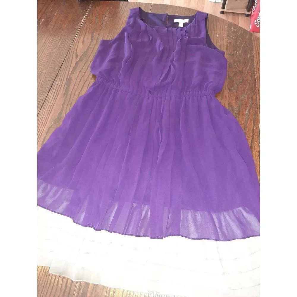 Size 10 Dressbarn Purple Grey Pleated Sleeveless Summer Dressy Sundress